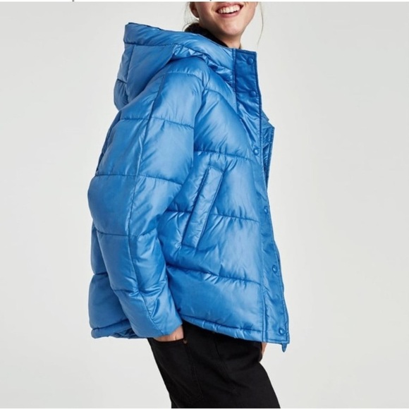 Zara Oversized Puffer Jacket Blue Size XS/S - Picture 8 of 10